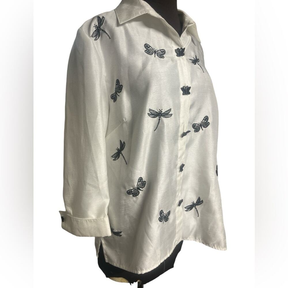 Y2K Boho Glam Embroidered Butterfly Fairy Feminine Artsy Top Womens Size 14